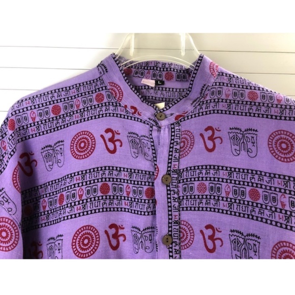 NWT Indian Bohemian Sanskrit Print Om Tunic Purple - Picture 2 of 4